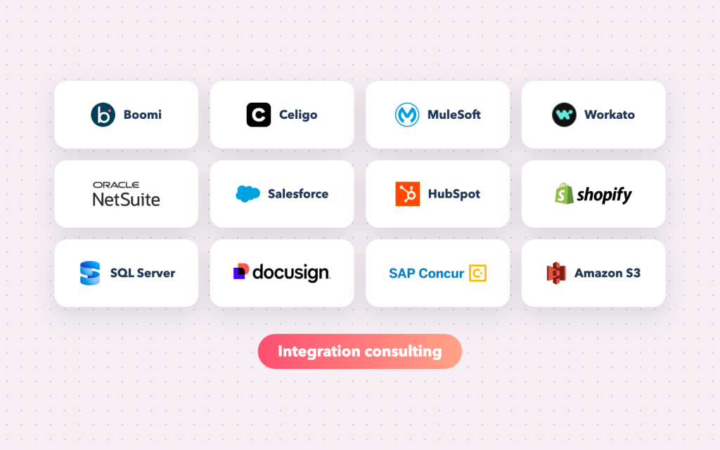 Integration Consultant – Boomi, Celigo, MuleSoft and Workato integrations that connect NetSuite, Salesforce, HubSpot and the rest of your systems — for teams in the USA, UK and India.