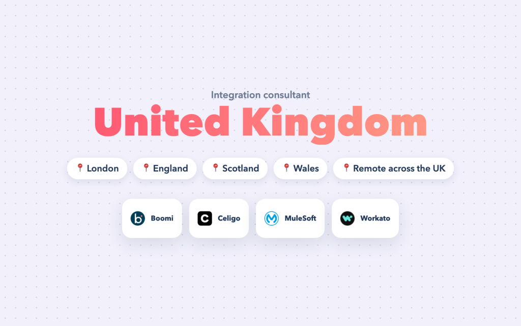 Integration Consultant UK – Integration consulting for companies in London and across the United Kingdom — Boomi, Celigo, MuleSoft, Workato, NetSuite, Salesforce and HubSpot.